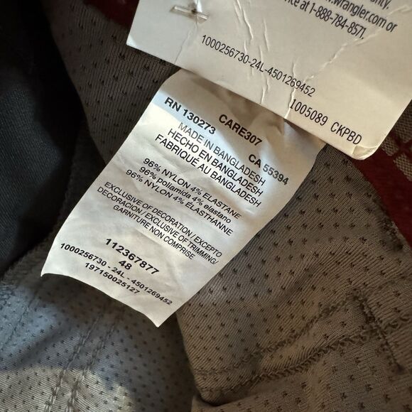 Wrangler Men's 48 Outdoor Performance Shorts Cargo Pockets Relaxed Fit UPF 40+ - Picture 6 of 6